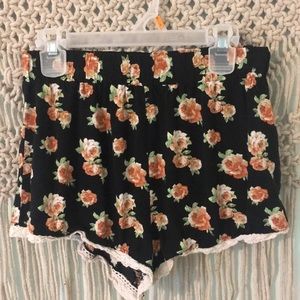 floral lace shorts